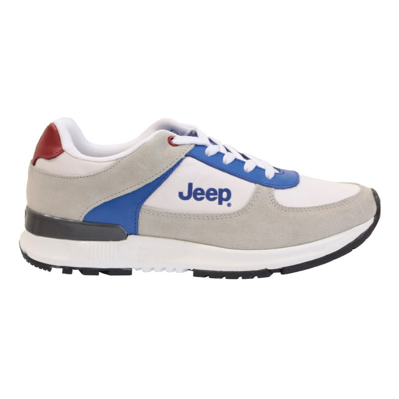 Tenis Jeep Mod 10553 Blanco / Azúl / Rojo